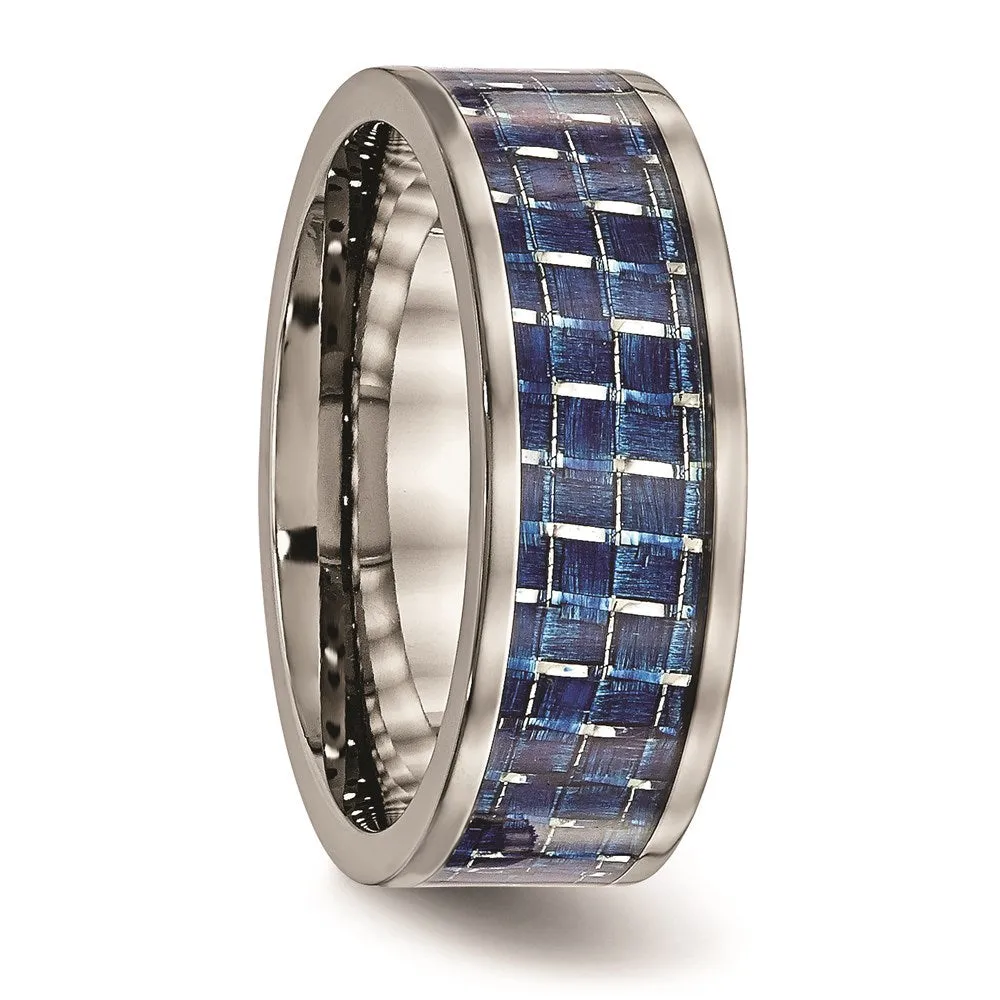 Titanium Polished w/ Blue Carbon Fiber Inlay Band | TB478