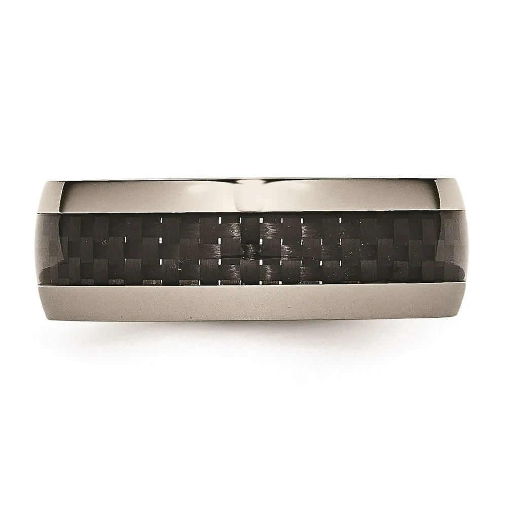 Titanium Polished w/Black Carbon Fiber Inlay 8mm Band | TB178