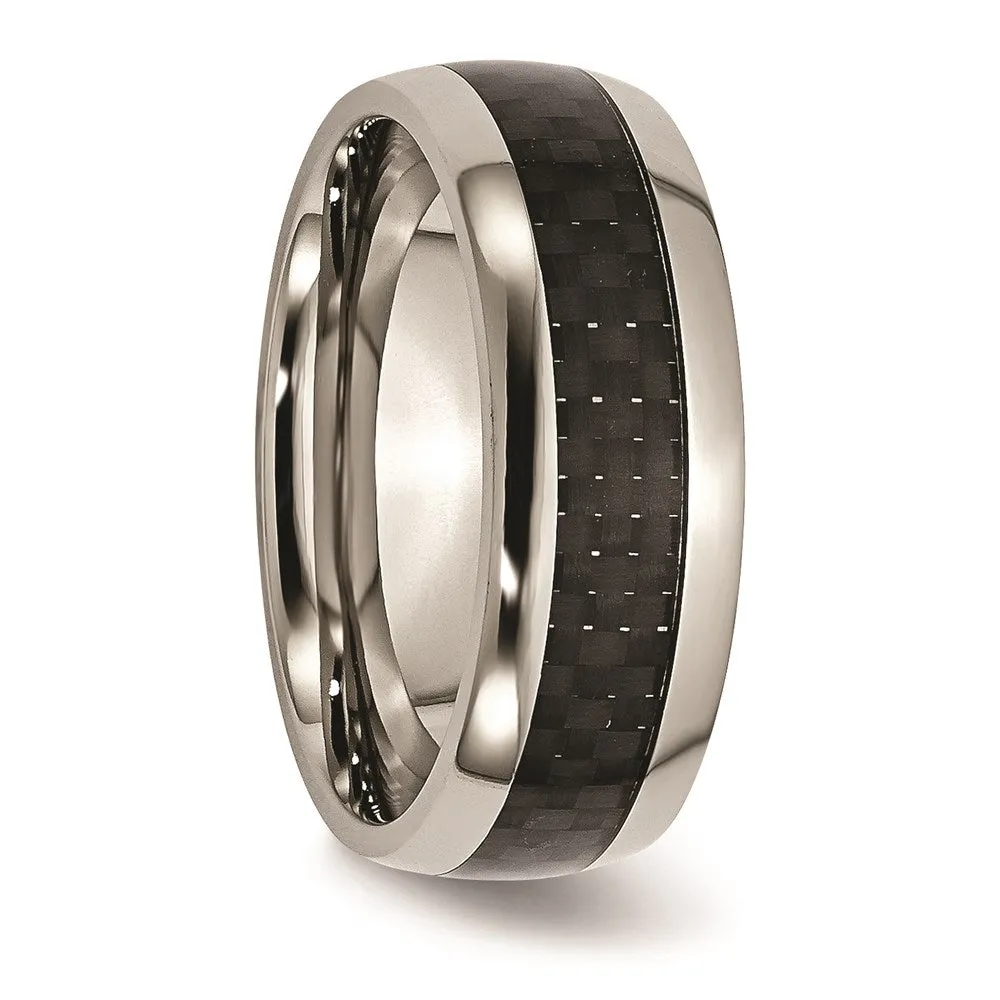 Titanium Polished w/Black Carbon Fiber Inlay 8mm Band | TB178