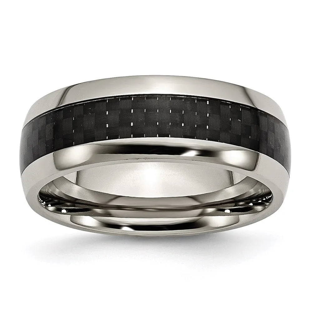Titanium Polished w/Black Carbon Fiber Inlay 8mm Band | TB178