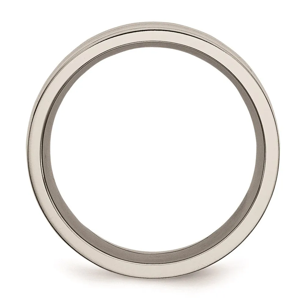 Titanium Polished w/Black Carbon Fiber Inlay Flat 8mm Band | TB177