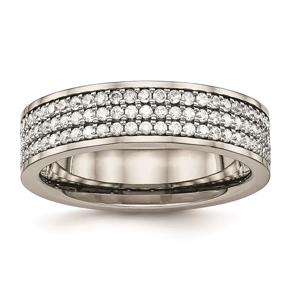Titanium Polished with CZ Ring | TB477