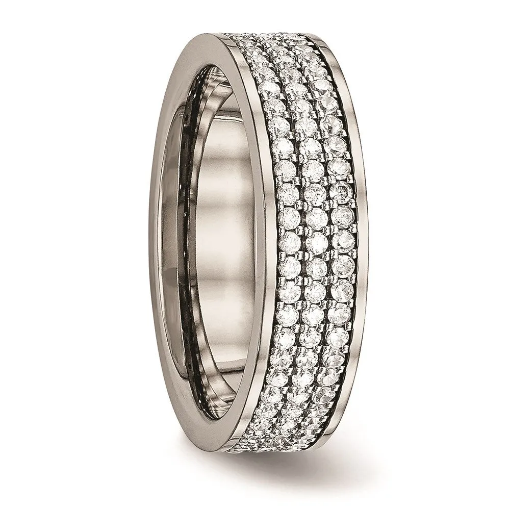 Titanium Polished with CZ Ring | TB477