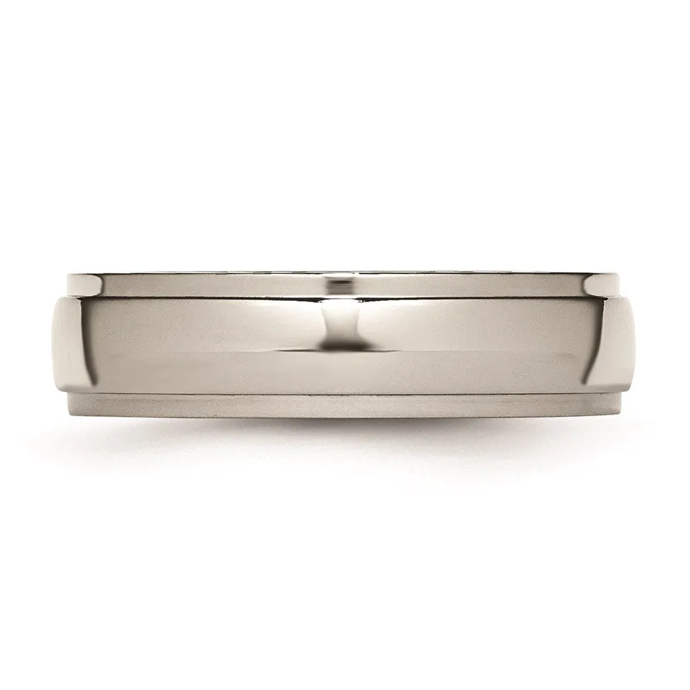 Titanium Ridged Edge 6mm Polished Band | TB23