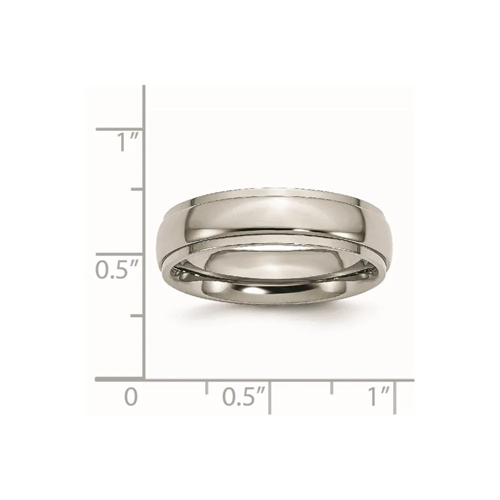 Titanium Ridged Edge 6mm Polished Band | TB23