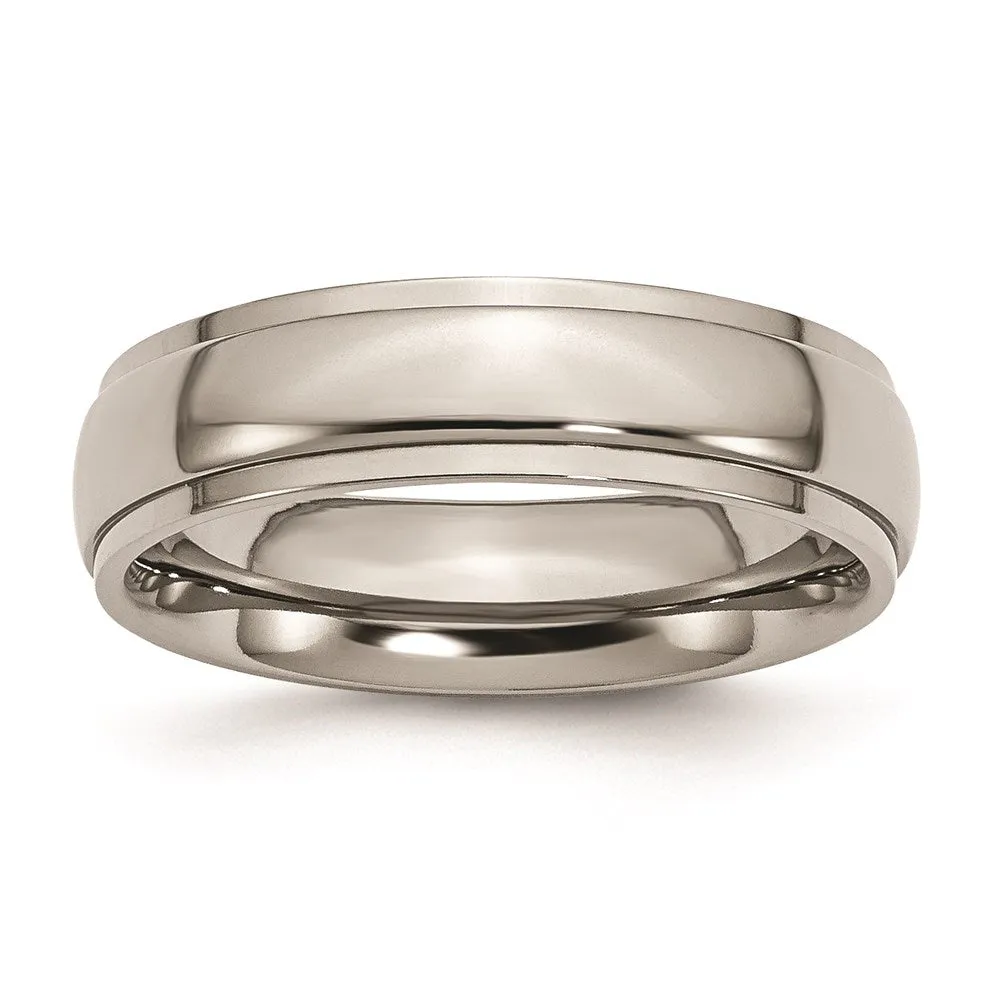 Titanium Ridged Edge 6mm Polished Band | TB23 