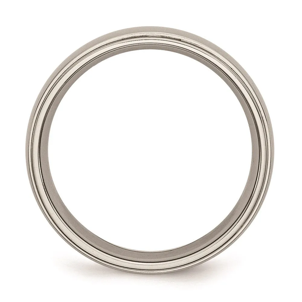 Titanium Ridged Edge 6mm Polished Band | TB23