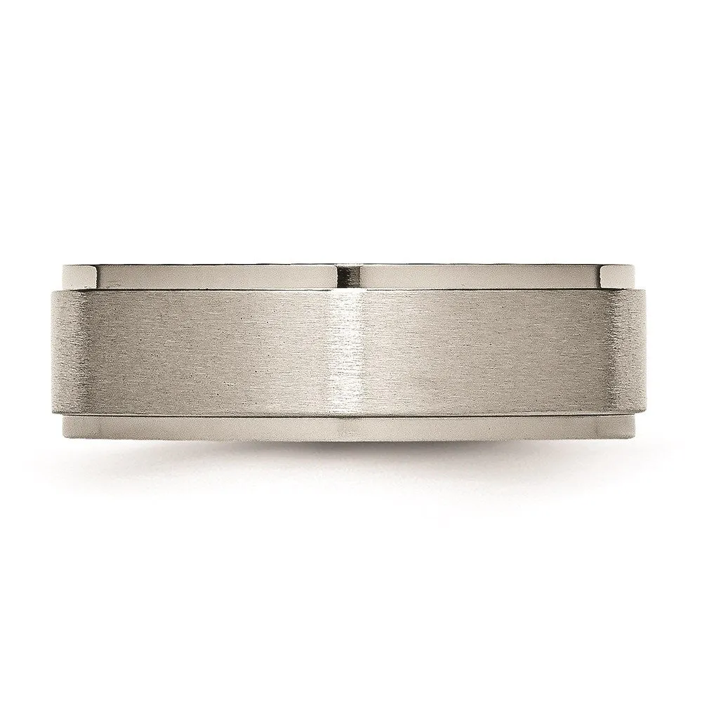 Titanium Ridged Edge 7mm Brushed and Polished Band | TB197