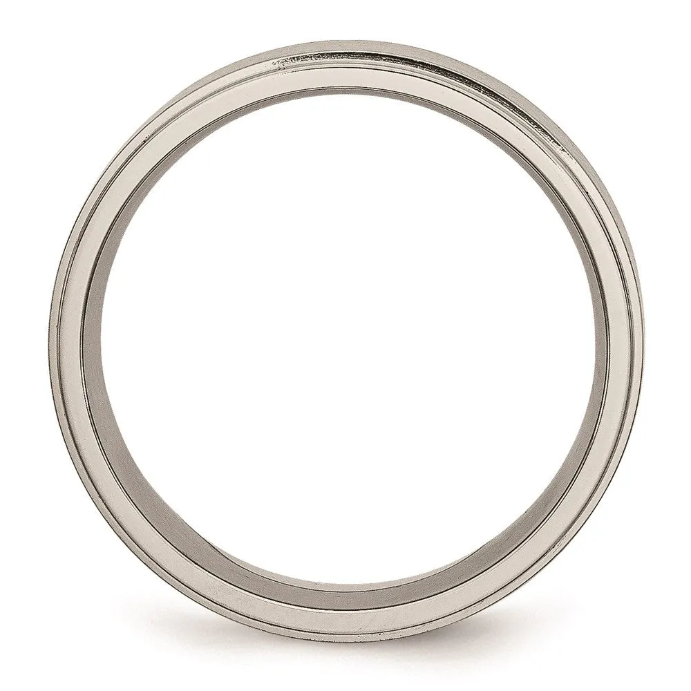 Titanium Ridged Edge 7mm Brushed and Polished Band | TB197