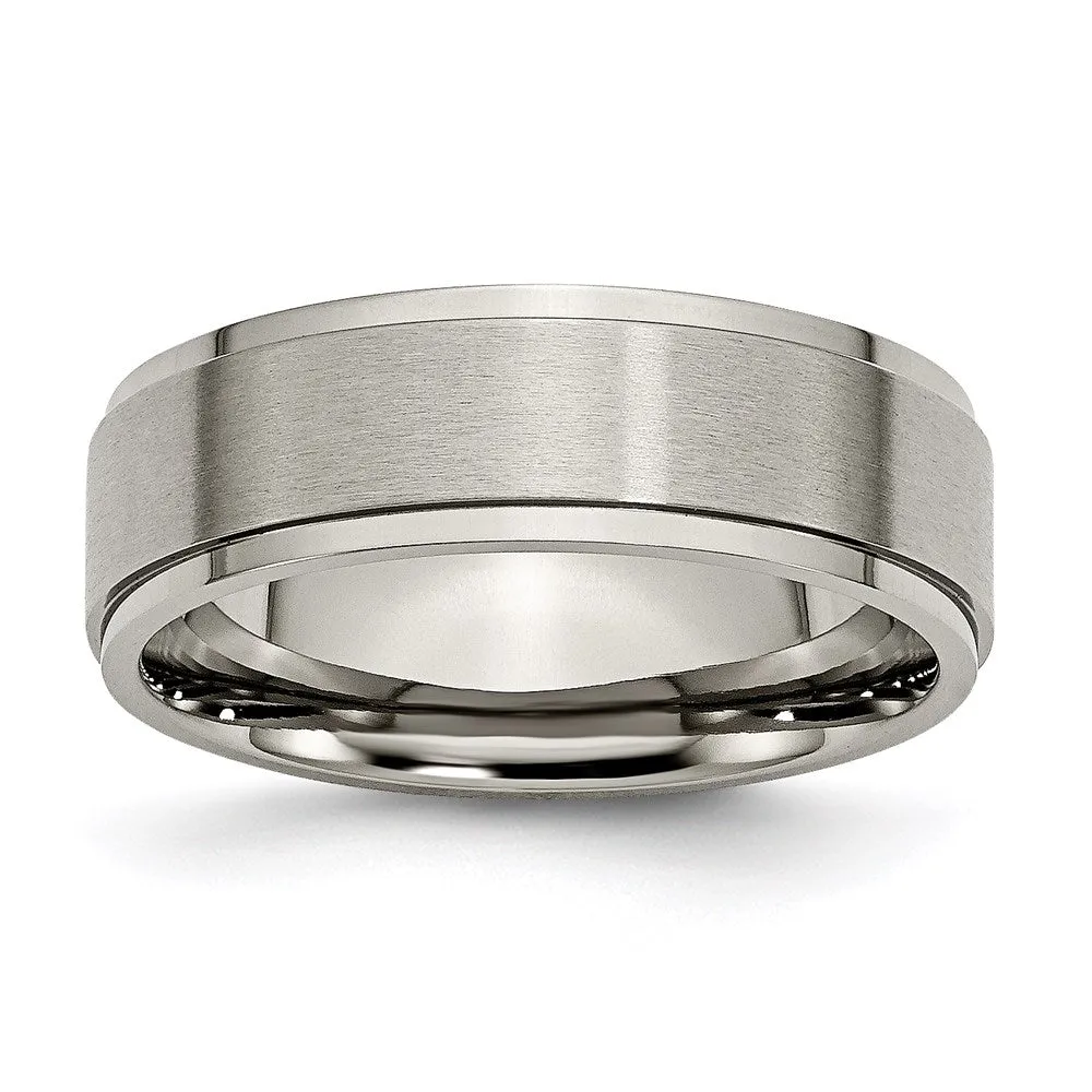 Titanium Ridged Edge 7mm Brushed and Polished Band | TB197
