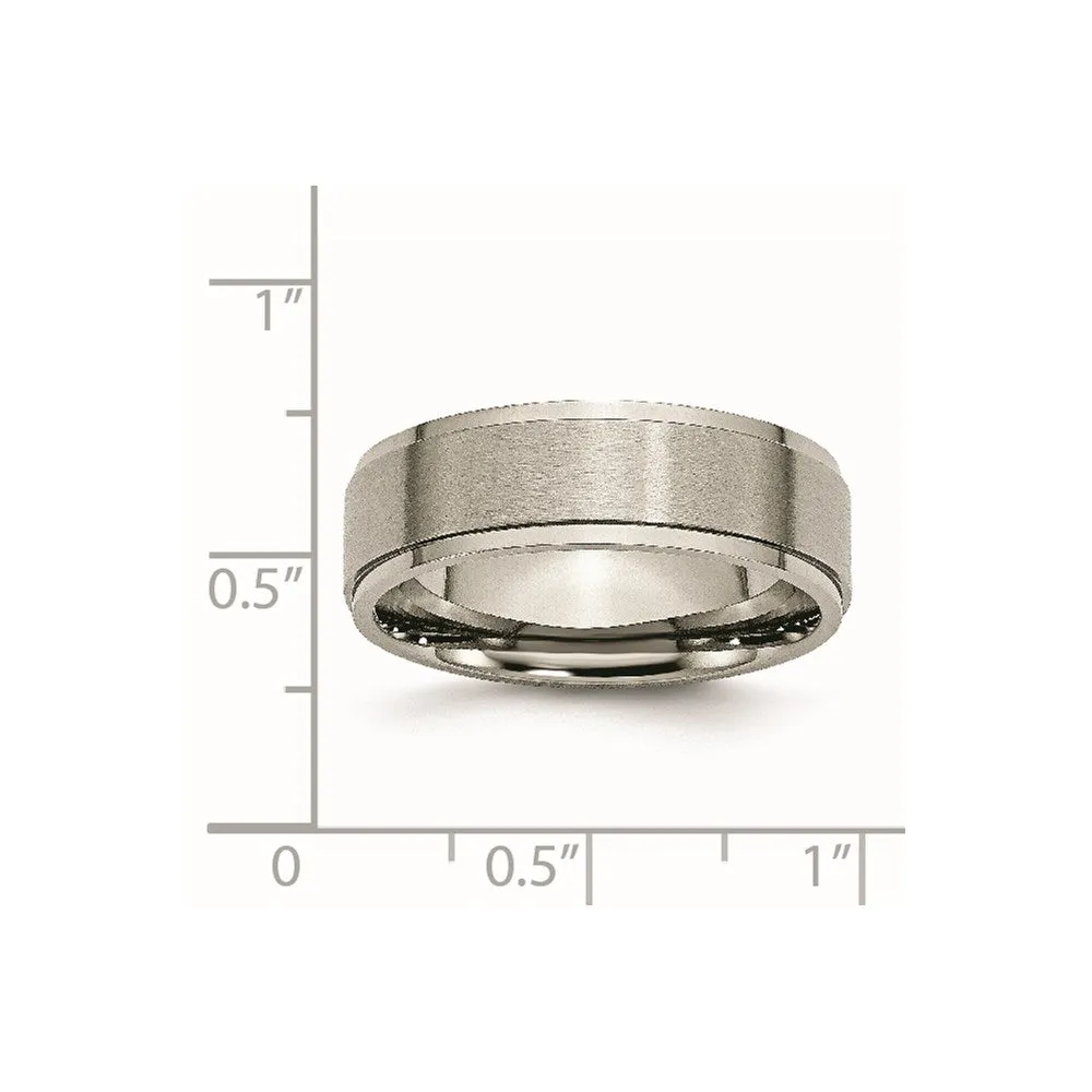 Titanium Ridged Edge 7mm Brushed and Polished Band | TB197