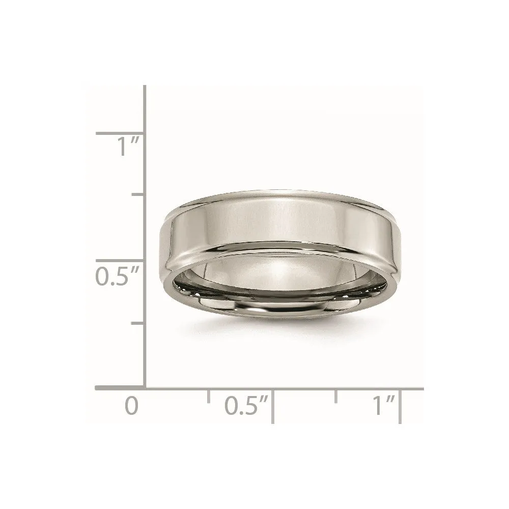 Titanium Ridged Edge 7mm Polished Band | TB35