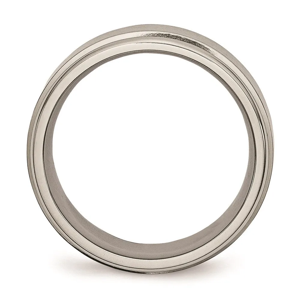 Titanium Ridged Edge 8mm Brushed and Polished Band | TB11