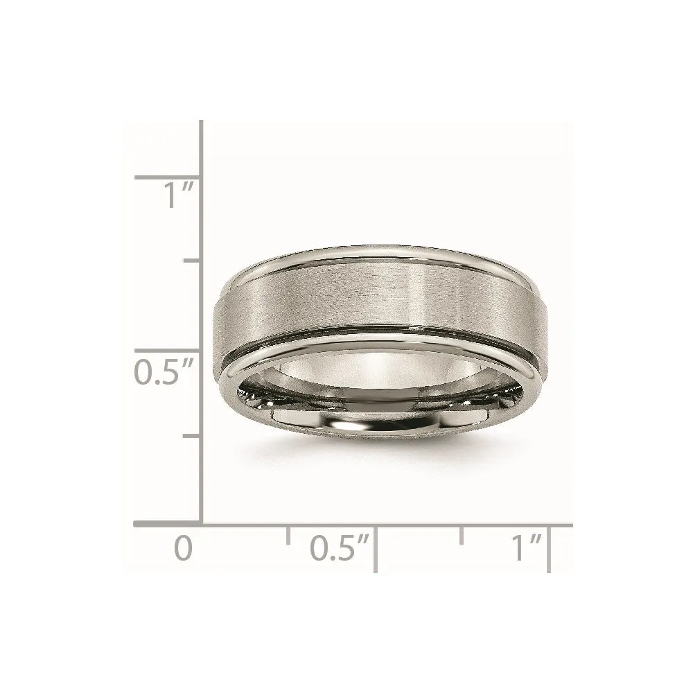 Titanium Ridged Edge 8mm Brushed and Polished Band | TB11