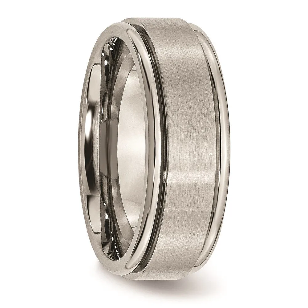 Titanium Ridged Edge 8mm Brushed and Polished Band | TB11