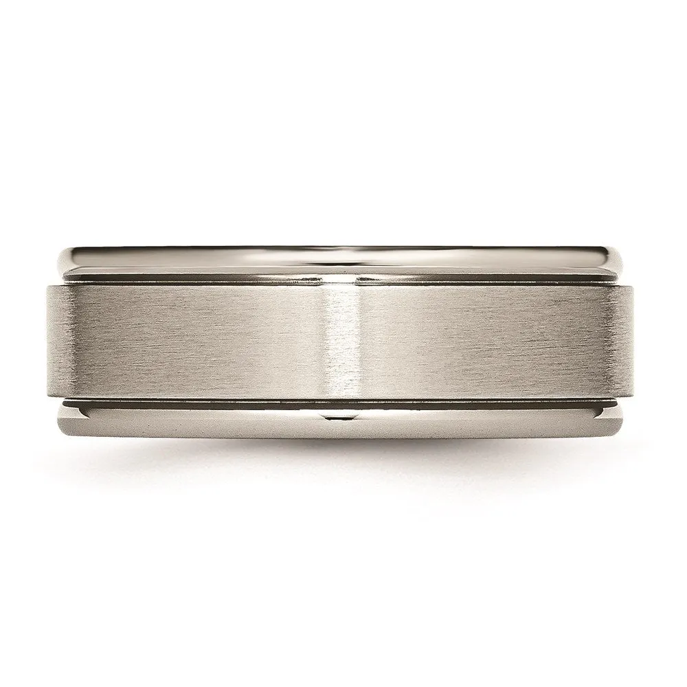 Titanium Ridged Edge 8mm Brushed and Polished Band | TB11