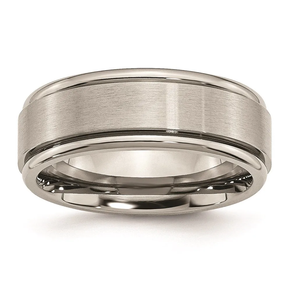 Titanium Ridged Edge 8mm Brushed and Polished Band | TB11 