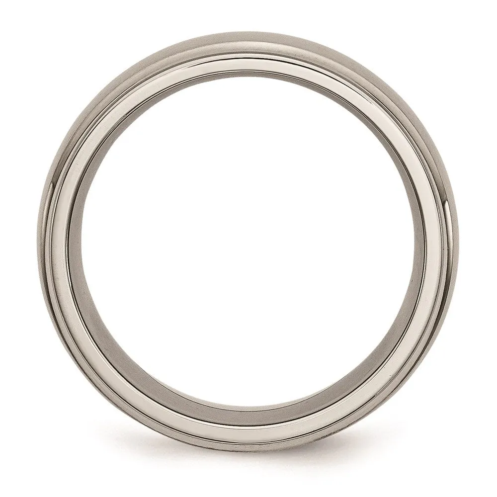 Titanium Ridged Edge 8mm Brushed and Polished Band | TB38
