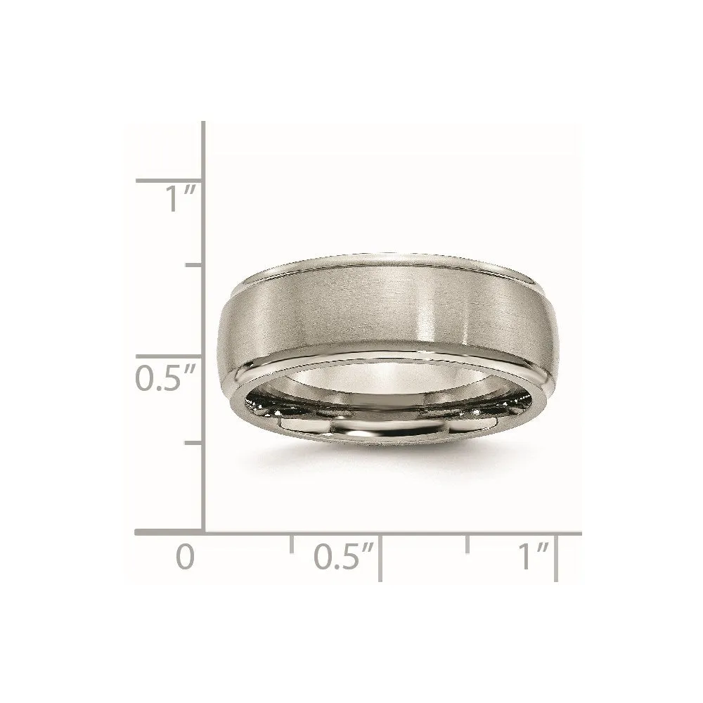 Titanium Ridged Edge 8mm Brushed and Polished Band | TB38