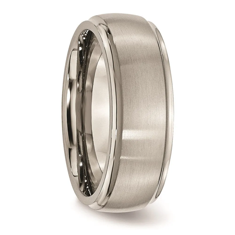 Titanium Ridged Edge 8mm Brushed and Polished Band | TB38