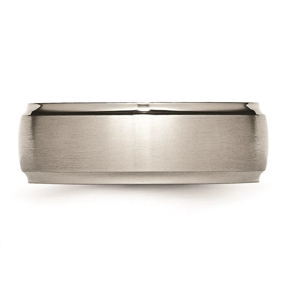 Titanium Ridged Edge 8mm Brushed and Polished Band | TB38