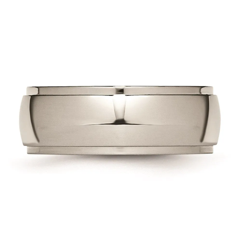 Titanium Ridged Edge 8mm Polished Band | TB24