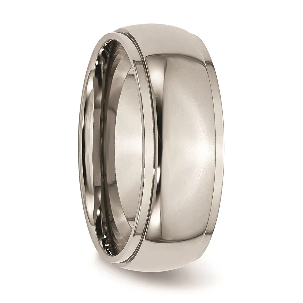 Titanium Ridged Edge 8mm Polished Band | TB24