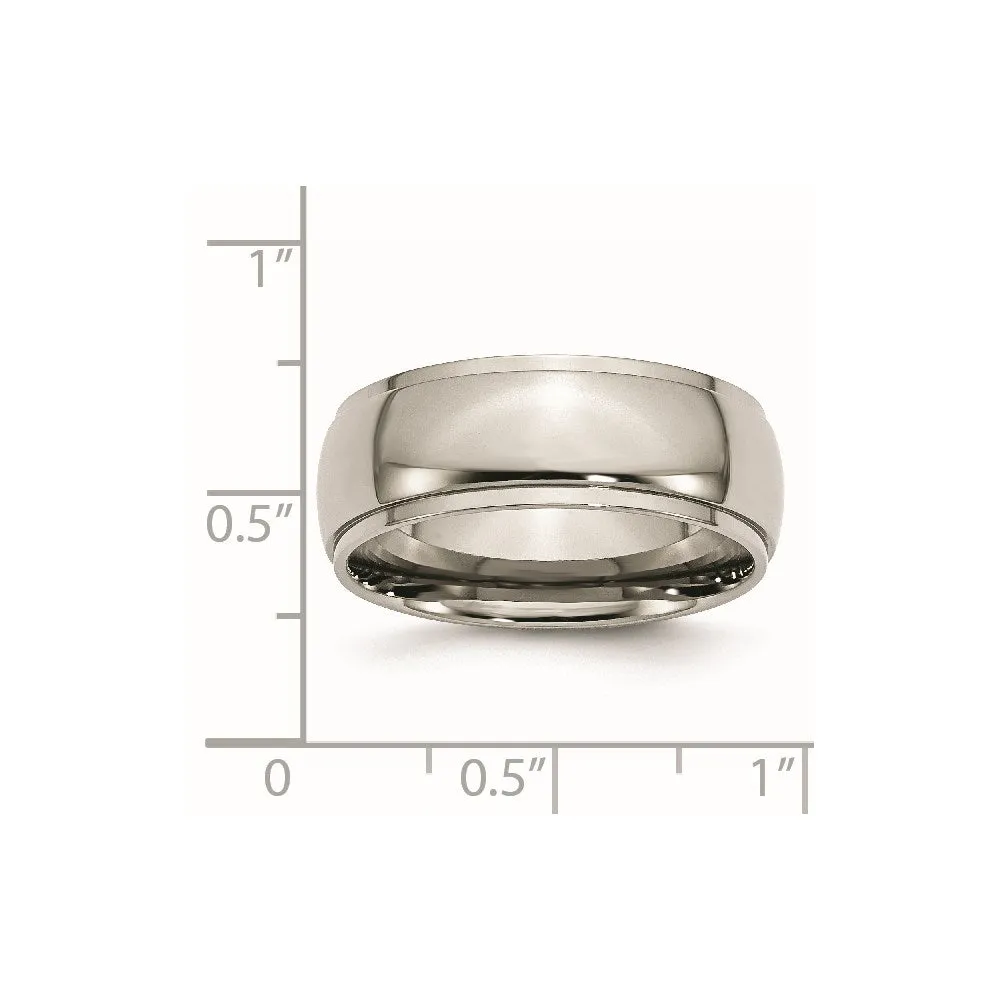 Titanium Ridged Edge 8mm Polished Band | TB24