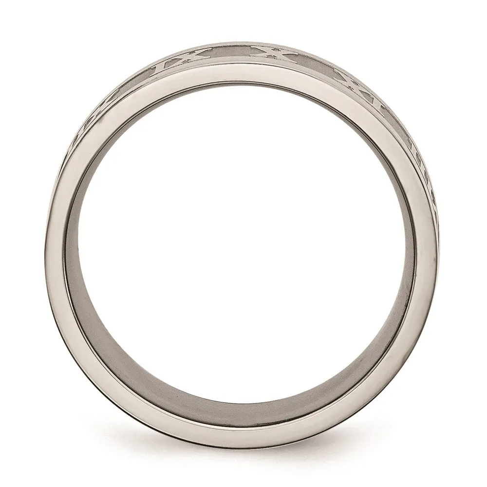 Titanium Roman Numerals 8mm Satin & Polished Flat Band | TB346