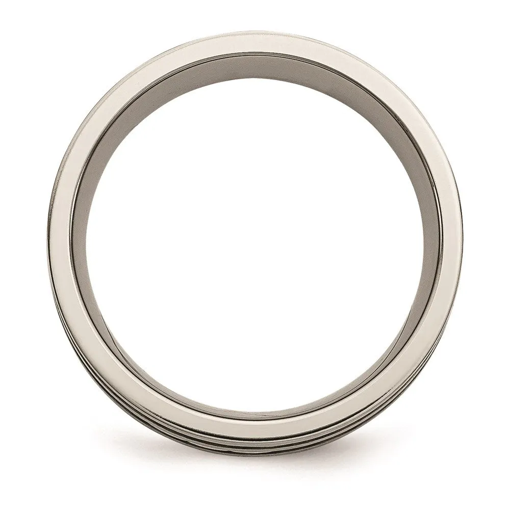 Titanium Sterling Silver Braided Inlay 8mm Brushed and Antiqued Band | TB216