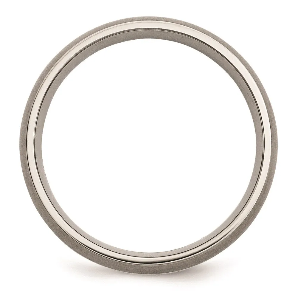 Titanium Sterling Silver Inlay 6mm Brushed Band | TB139