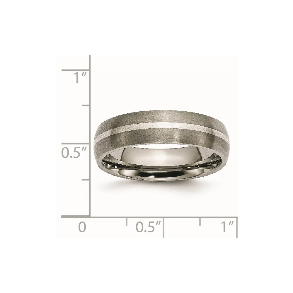 Titanium Sterling Silver Inlay 6mm Brushed Band | TB139