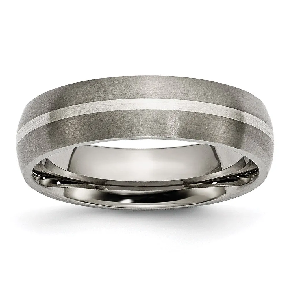 Titanium Sterling Silver Inlay 6mm Brushed Band | TB139