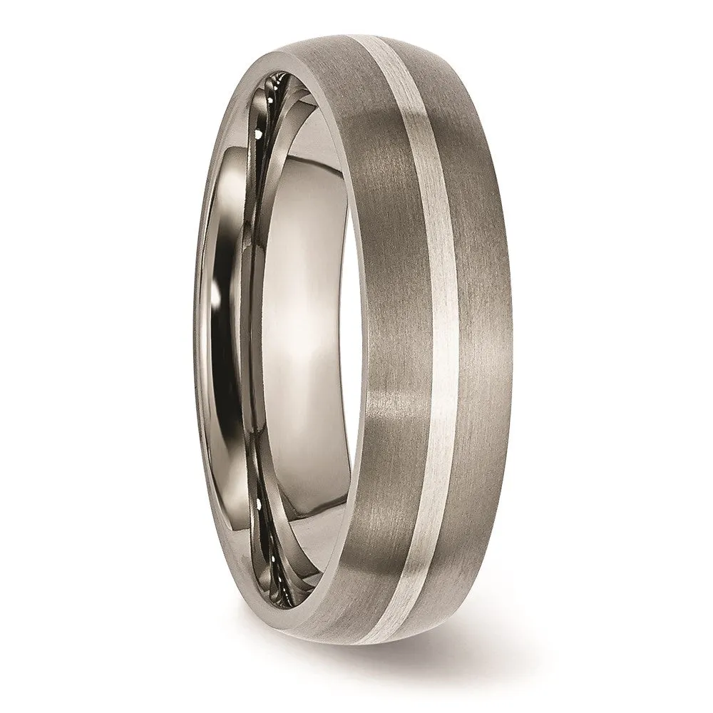 Titanium Sterling Silver Inlay 6mm Brushed Band | TB139