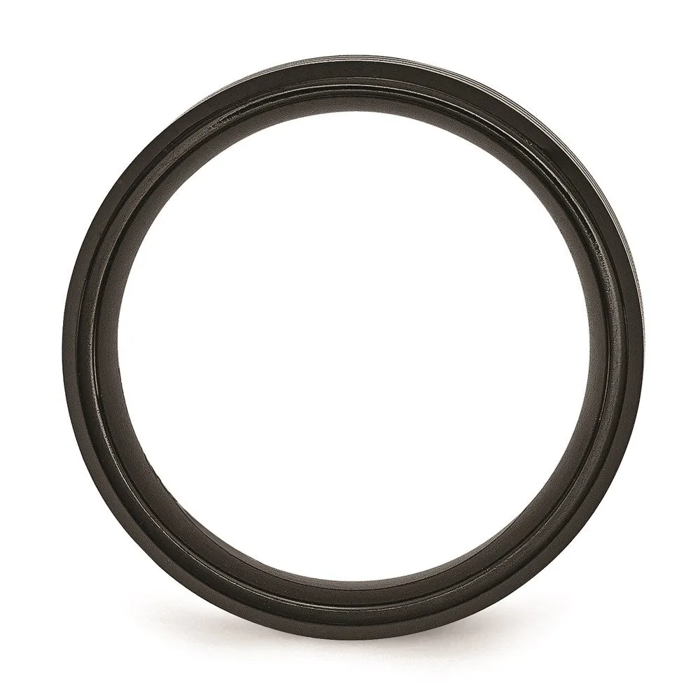 Titanium Striped 8mm Black IP-plated Brushed/Polished Band | TB309