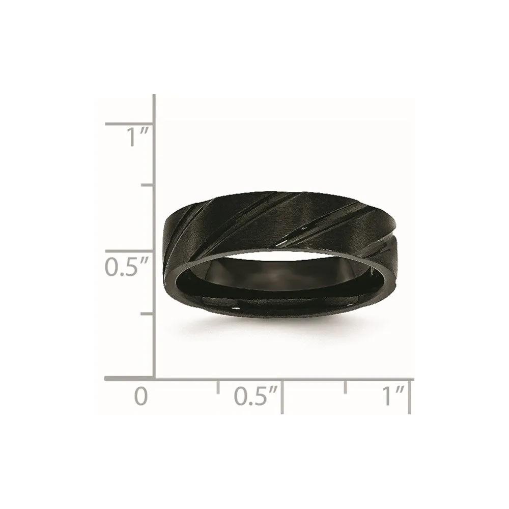 Titanium Swirl Design Black IP-plated 6mm Brushed/Polished Band | TB349