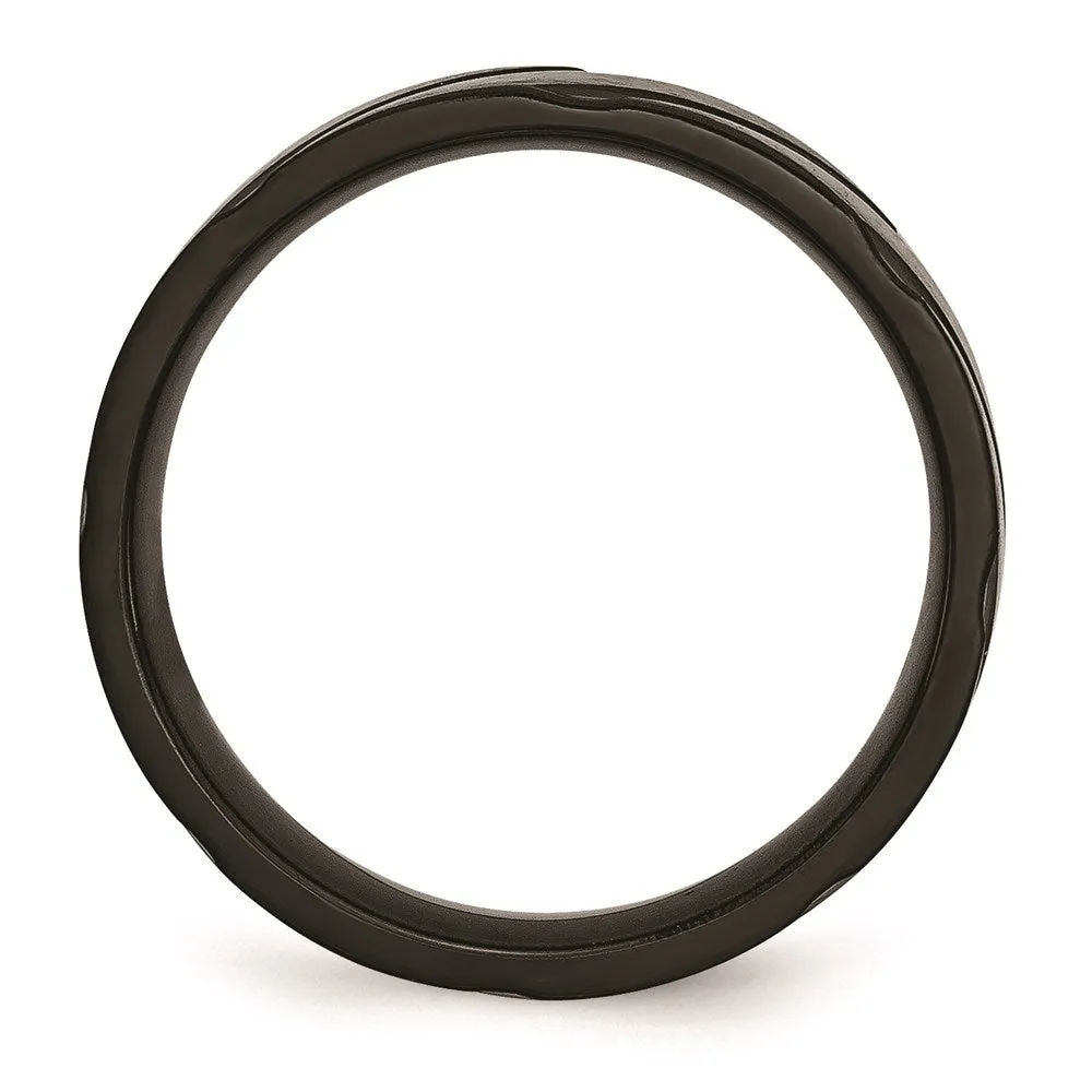 Titanium Swirl Design Black IP-plated 6mm Brushed/Polished Band | TB349