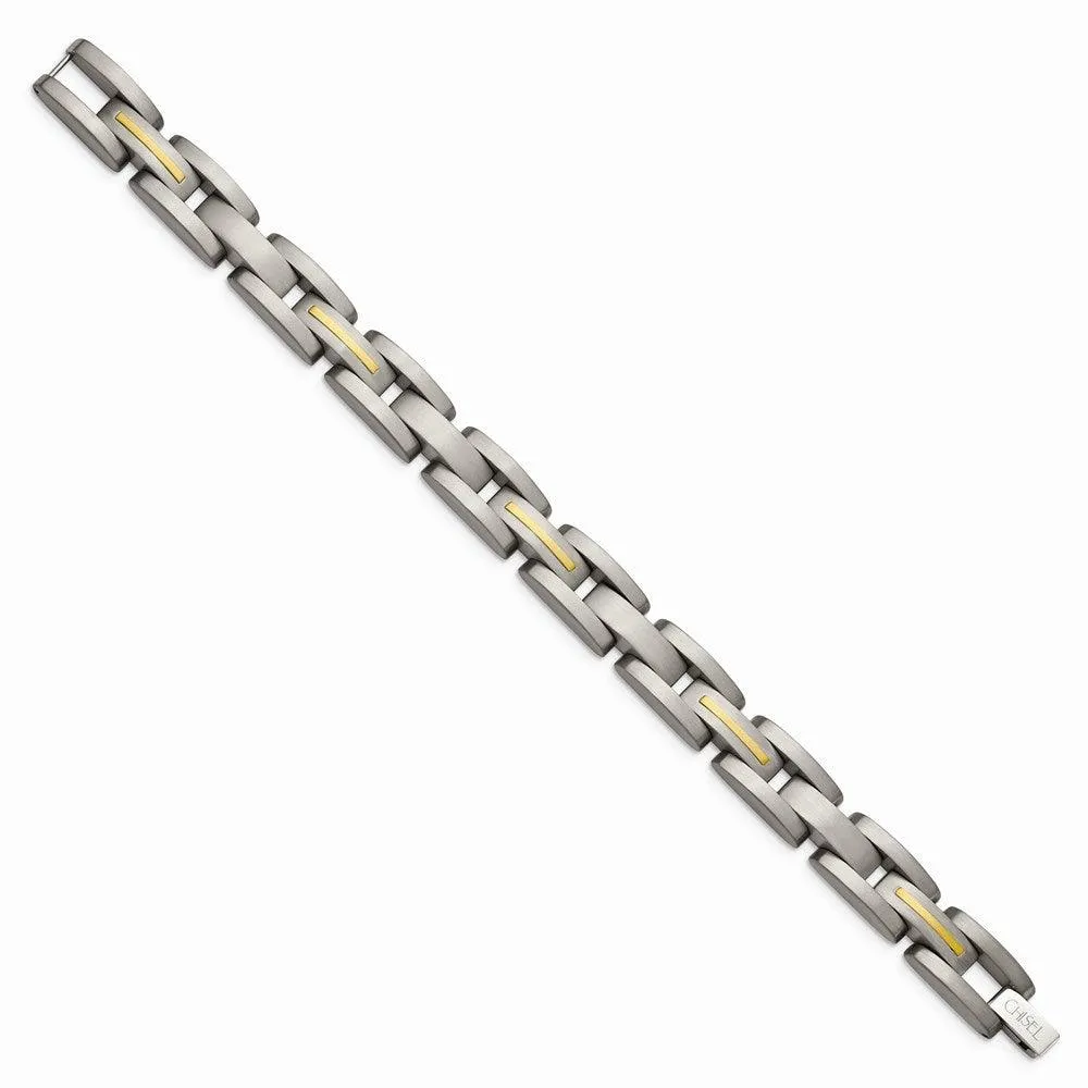 Titanium with 14k Yellow Inlay Accent Bracelet