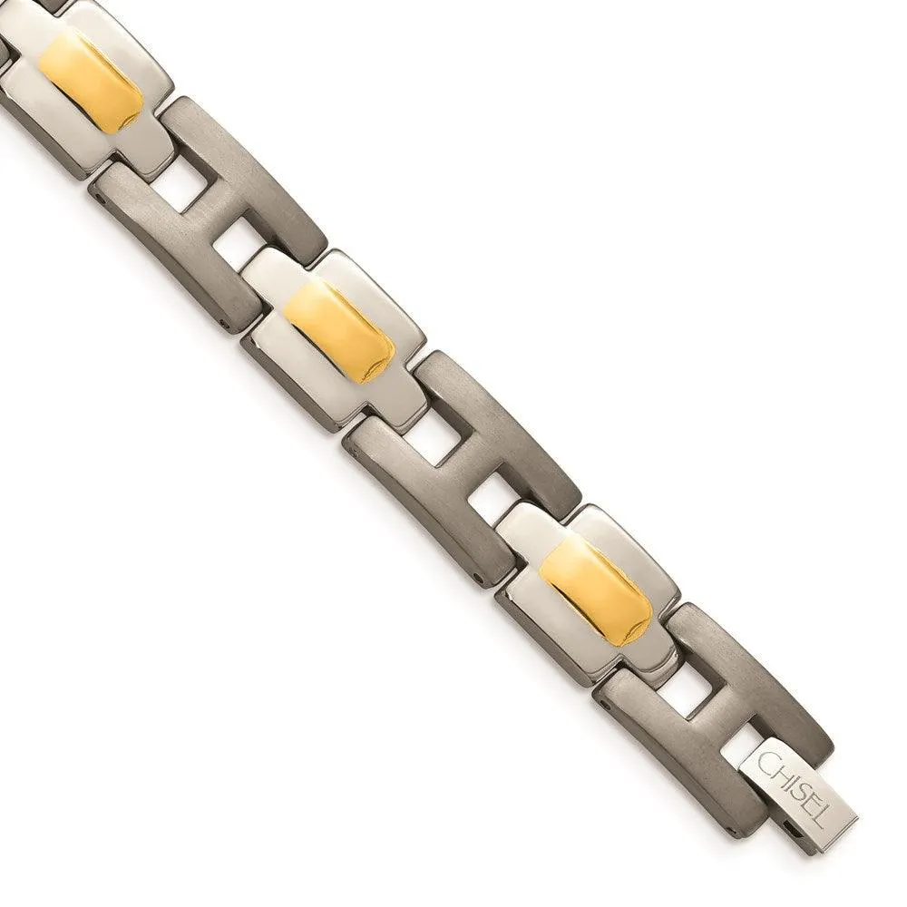 Titanium Yellow IP-Plated 9in Bracelet 
