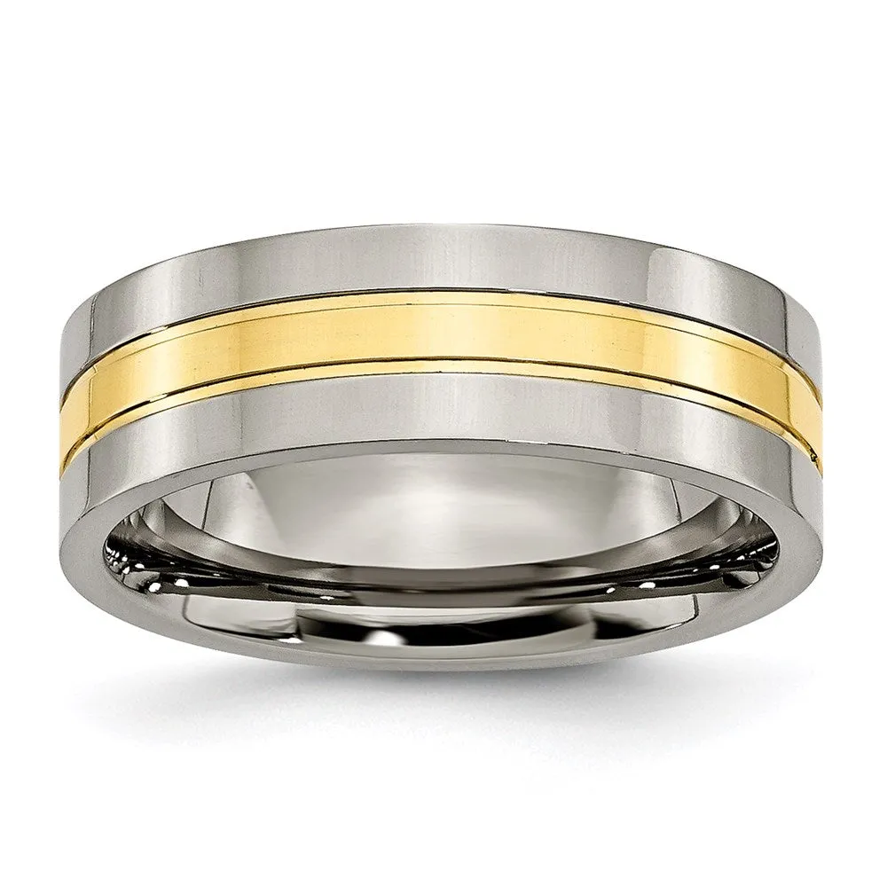 Titanium Yellow IP-plated Grooved 7mm Polished Band | TB176