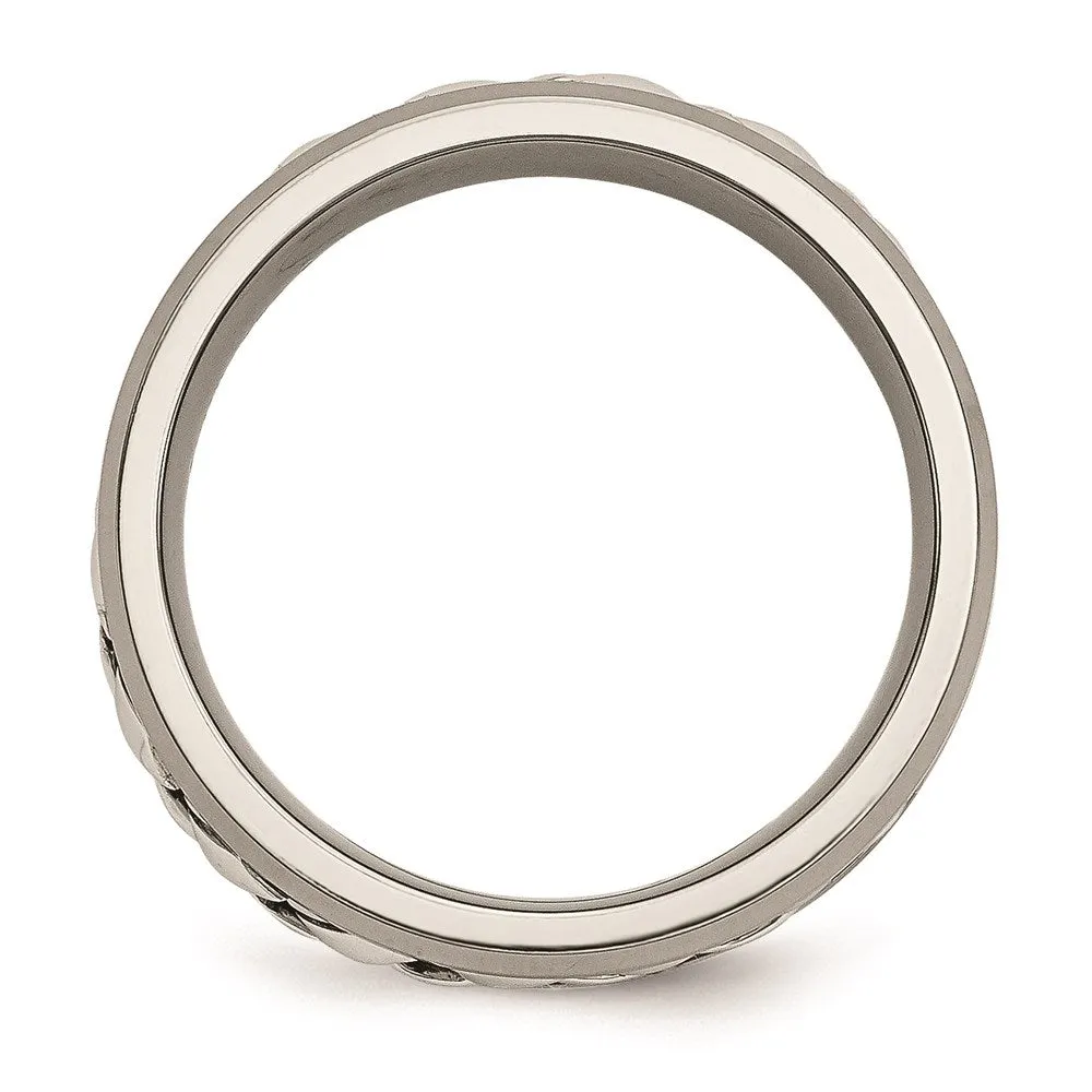 Titanium/Sterling Silver Inlay Polished 1pt. Diamond 7mm Band | TB440A