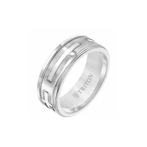 TNG/14W 8MM BAND SIDEWAYS CRSS BRUSHED CNTR POL. EDGE 