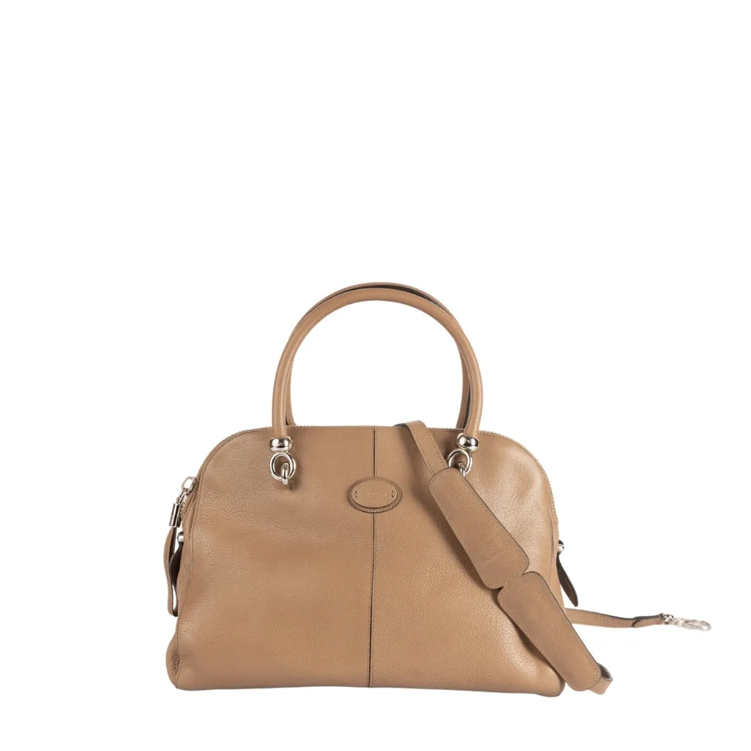 Tod's Dark Beige Leather Satchel flash sale luggage