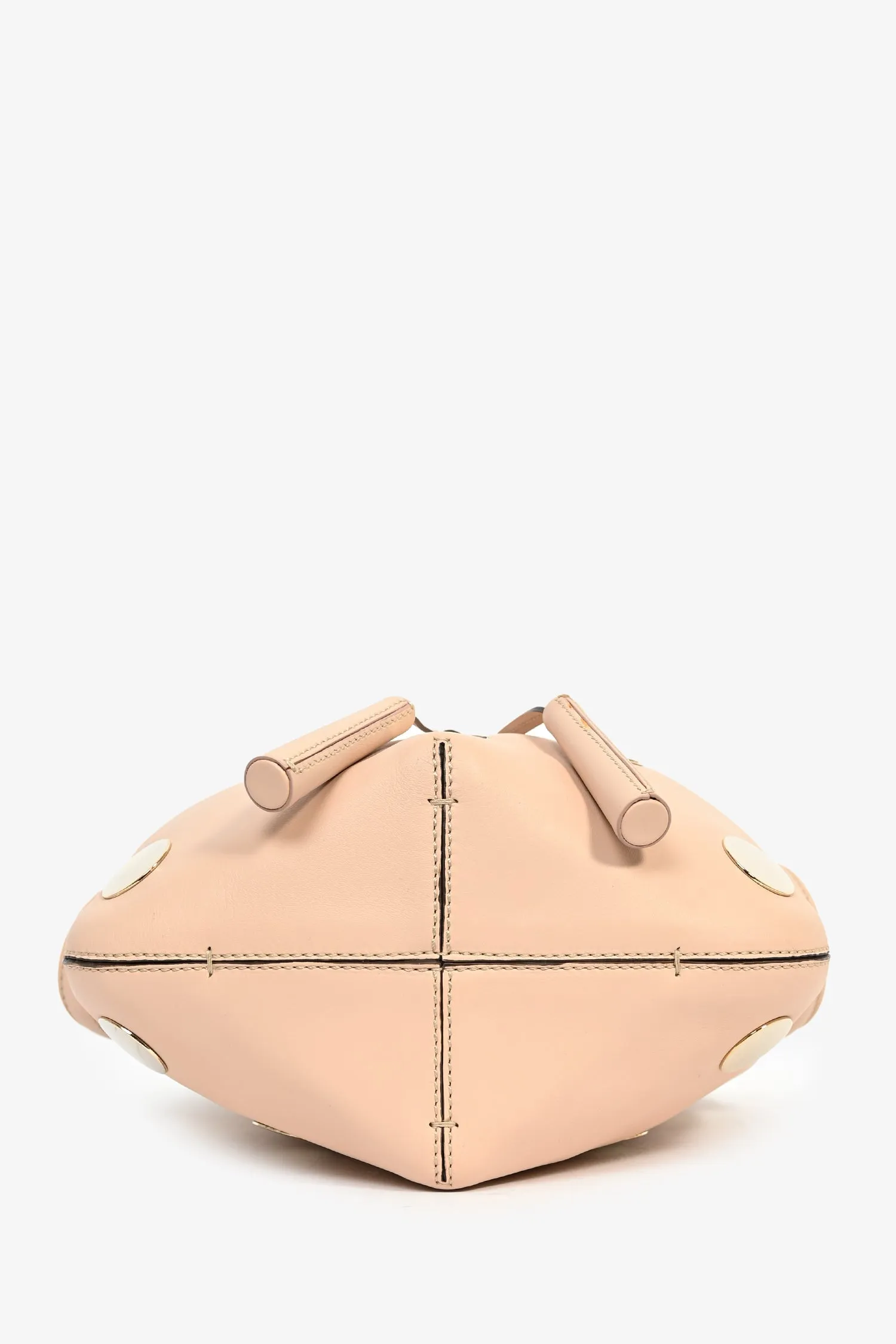 Tod\'s Light Pink Leather Gold Studded 'Secchiello' Bucket Bag with Strap