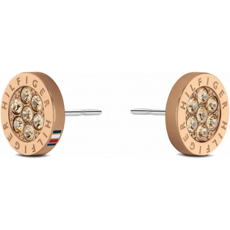 Tommy Hilfiger Crystal Set Rose Gold Ladies Stud Earrings 2780567 