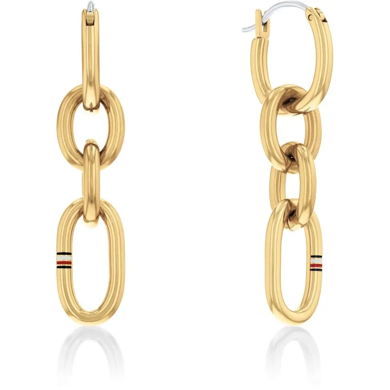 Tommy Hilfiger Ladies Gold Plated Link Chain Earrings 2780786 