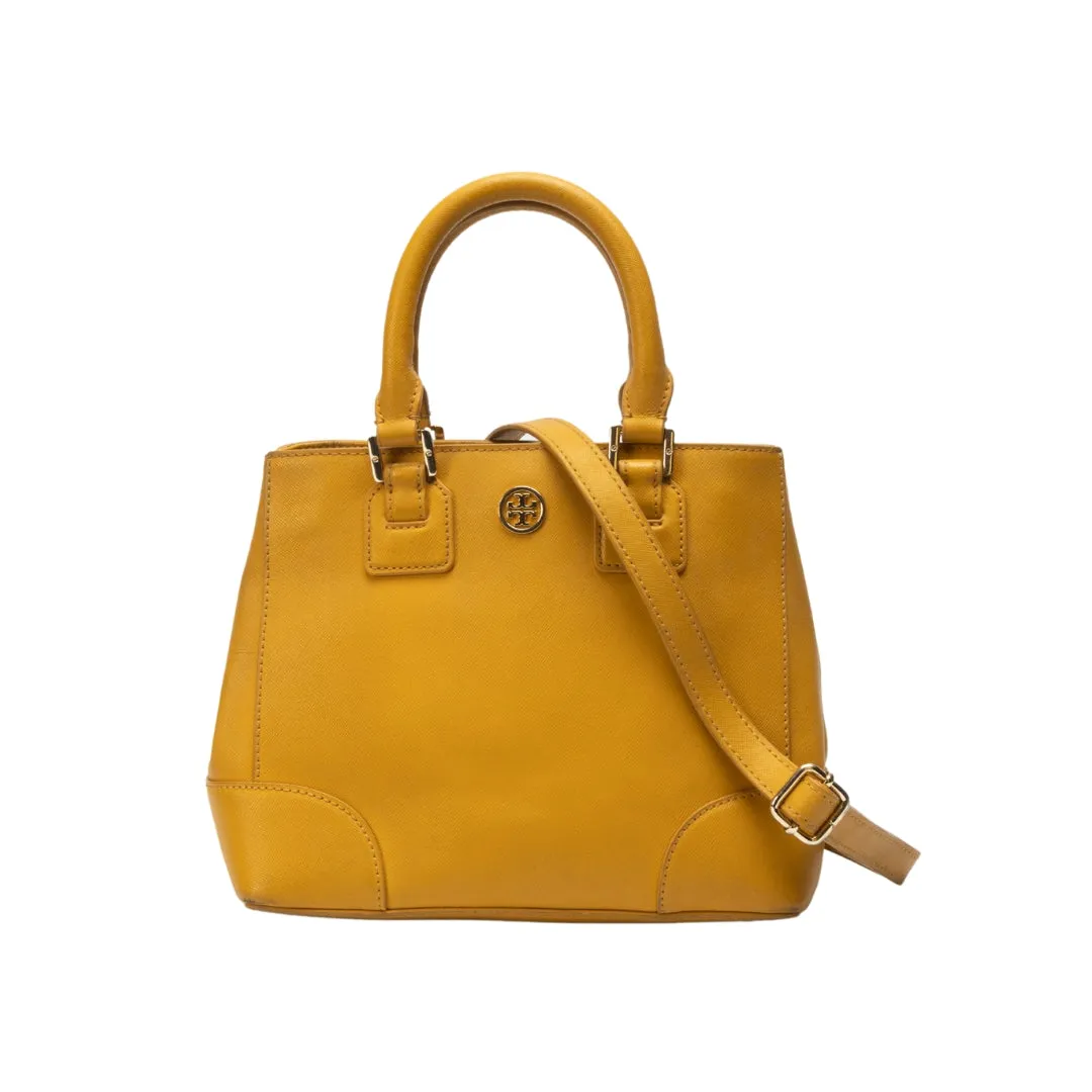 Tory Burch Yellow Leather Robinson Satchel flash sale luggage