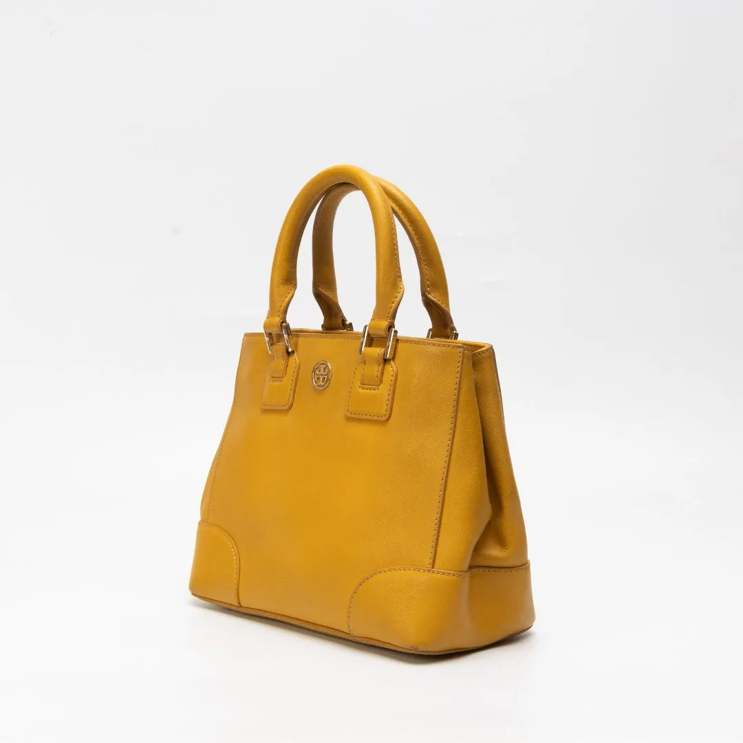 Tory Burch Yellow Leather Robinson Satchel