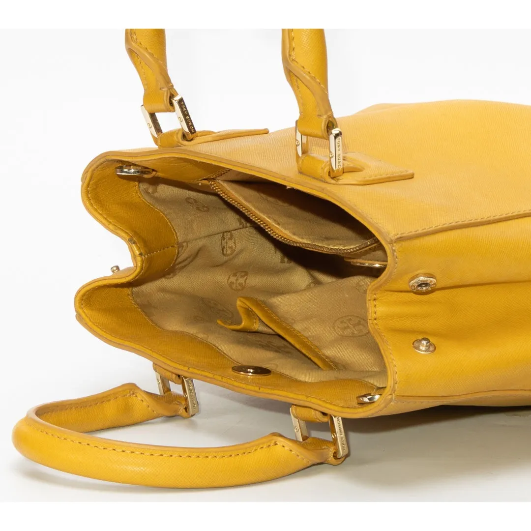 Tory Burch Yellow Leather Robinson Satchel