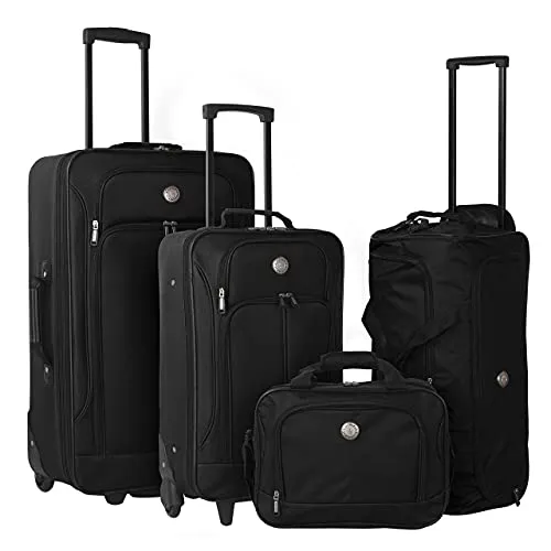Travelers Club Euro 4-Piece Softside Luggage Set, Black mega luggage savings